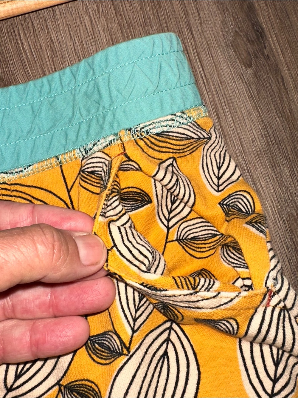 Matilda Jane Yellow Leaf-Print Athletic Shorts with Teal Waistband Kids - Picture 4 of 5